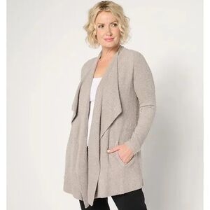 Barefoot Dreams Cozychic Lite Ribbed Island Wrap Cardigan in Pewter Sz 2XP NWT